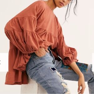 Free People Briana Super Oversized Blouse NWOT